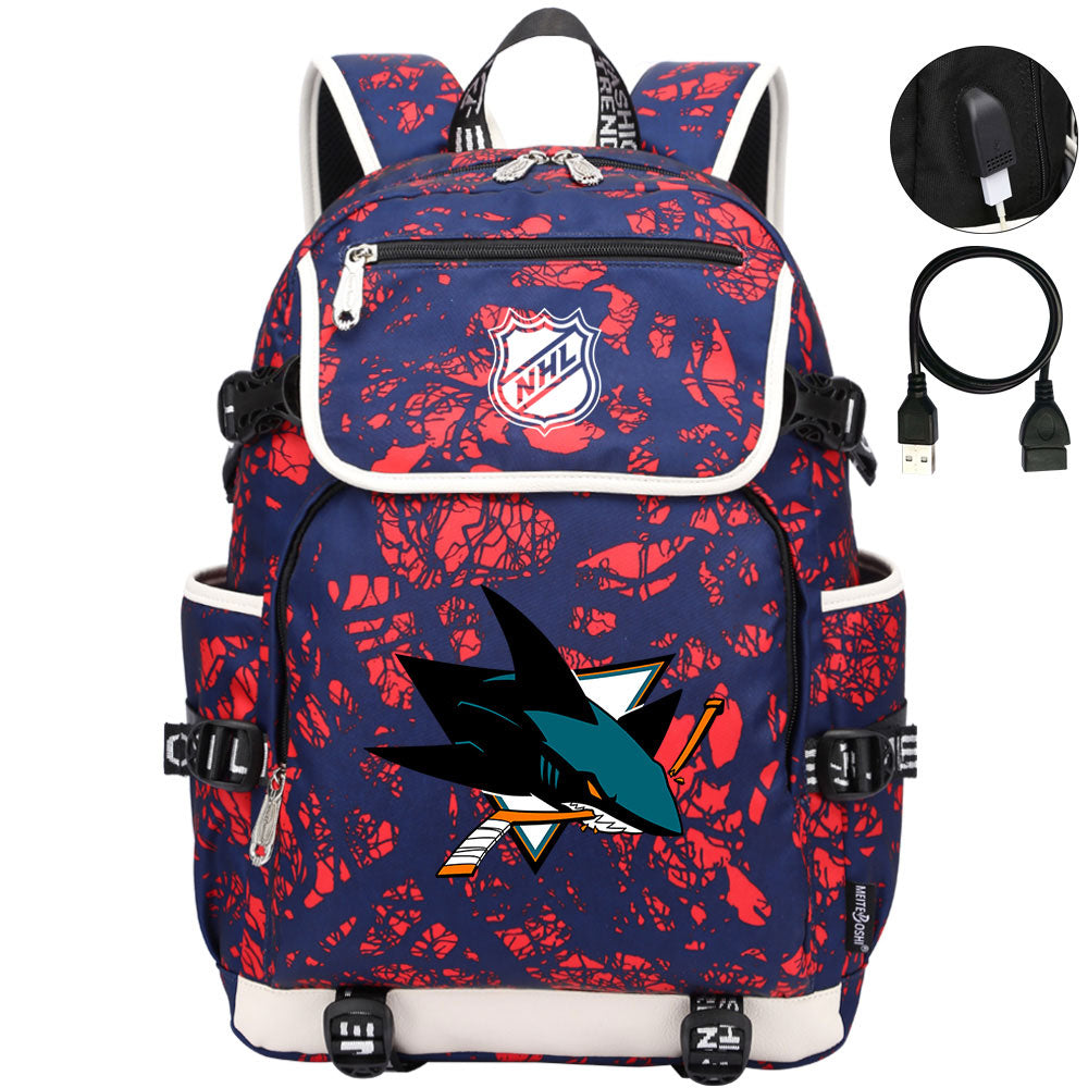 San Jose Sharks Hockey League Backpack School Notebook Travel Bag