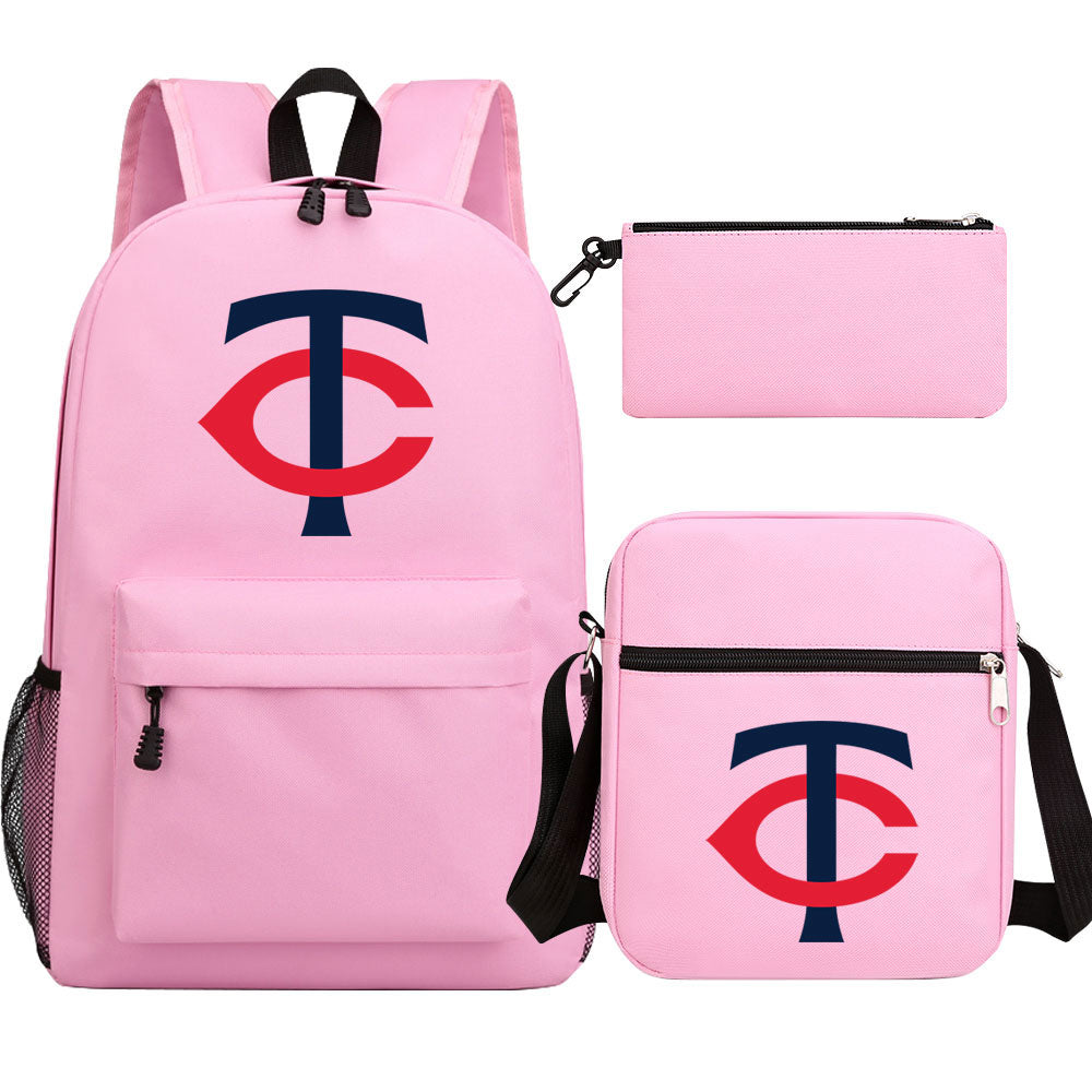 Minnesota Twins Baseball School Backpack Shoulder Bag Pencil Bags 3pcs Set