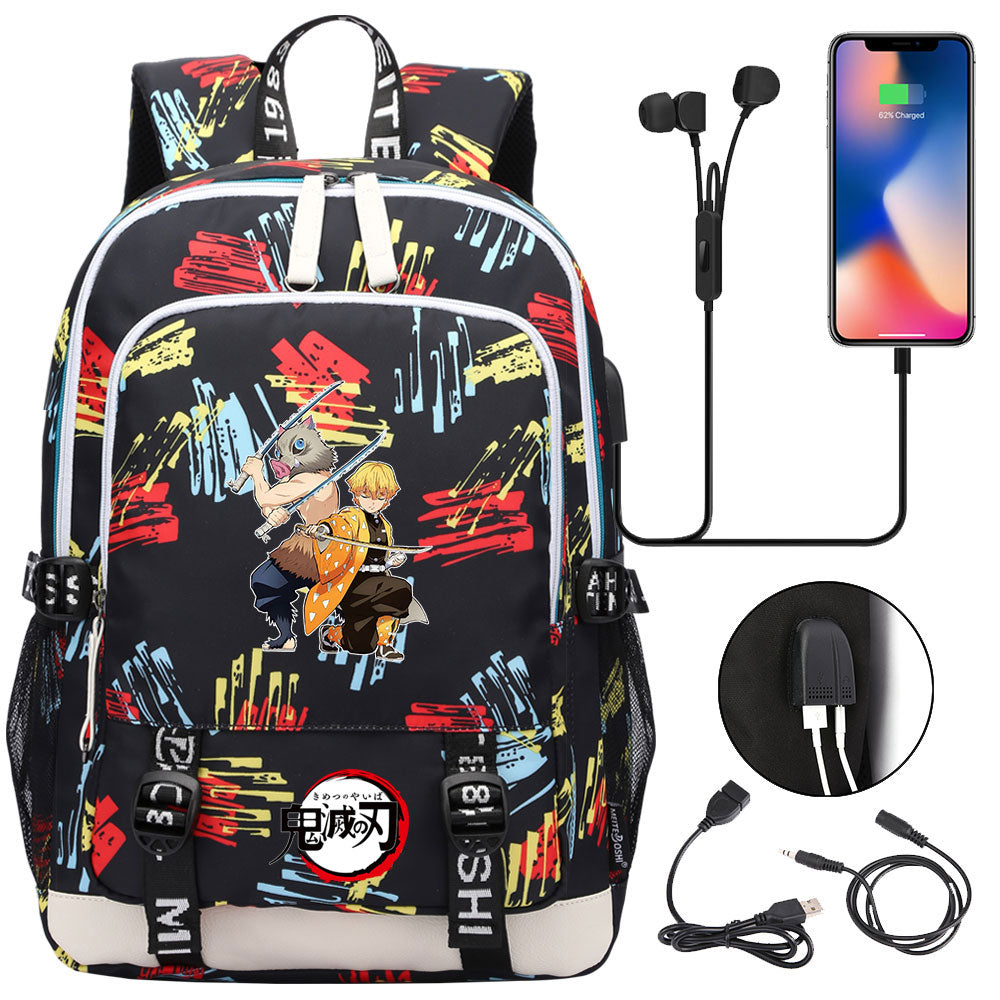 Demon Slayer Kimetsu No Yaiba USB Charging Backpack School Note Book Laptop Travel Bags