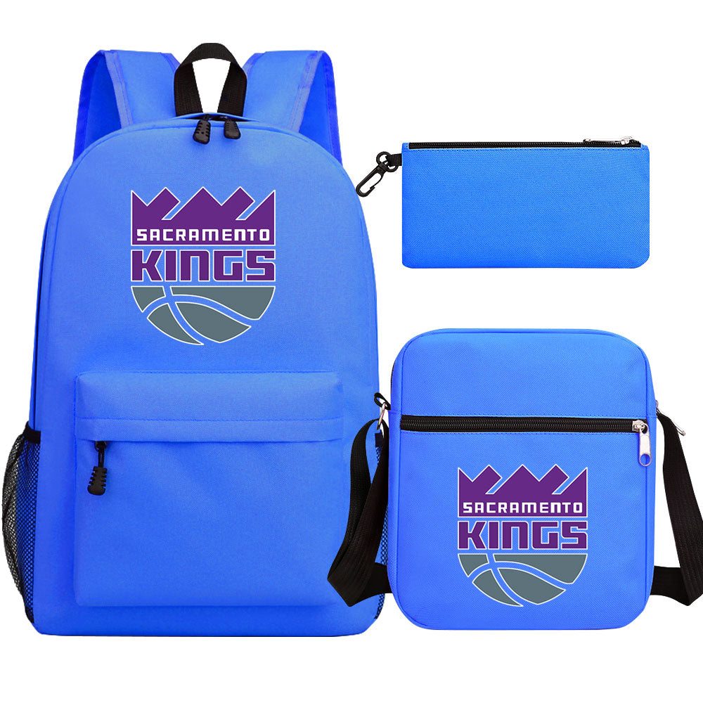 Sacramento Kings Basketball School Backpack Shoulder Bag Pencil Bags 3pcs Set