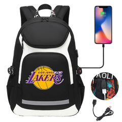 Los Angeles Lakers Backpack School Notebook Travel Bags With USB