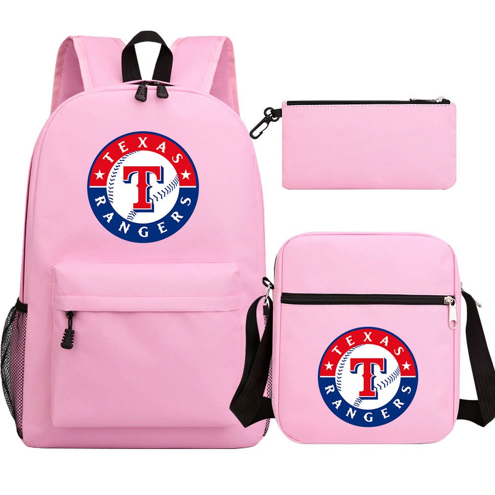 Texas Rangers Baseball School Backpack Shoulder Bag Pencil Bags 3pcs Set