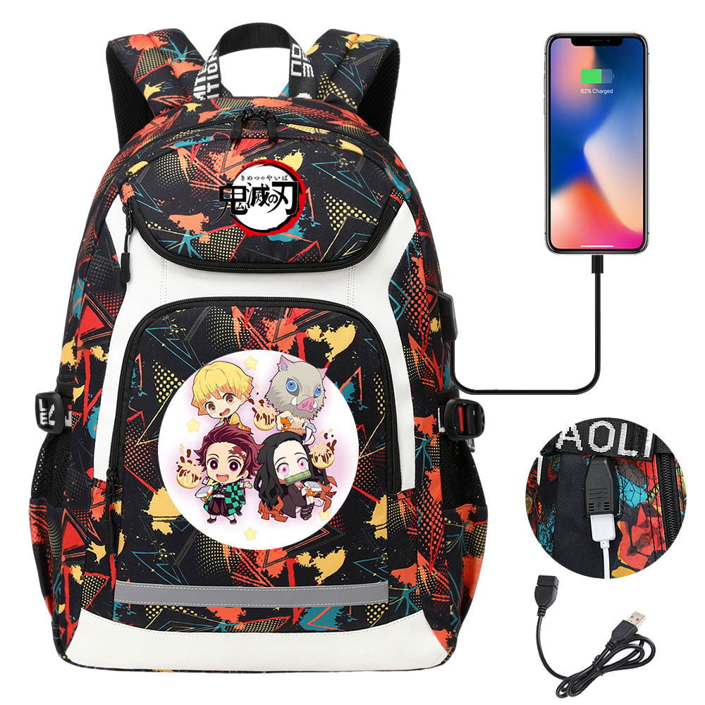 Demon Slayer Kimetsu No Yaiba Backpack School Notebook Travel Bags With USB