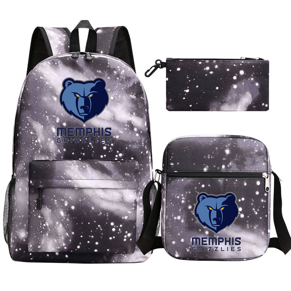 Memphis Grizzlies Basketball School Backpack Shoulder Bag Pencil Bags 3pcs Set