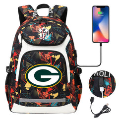 Green Bay Packers Football Rugby Backpack School Notebook Travel Bags With USB