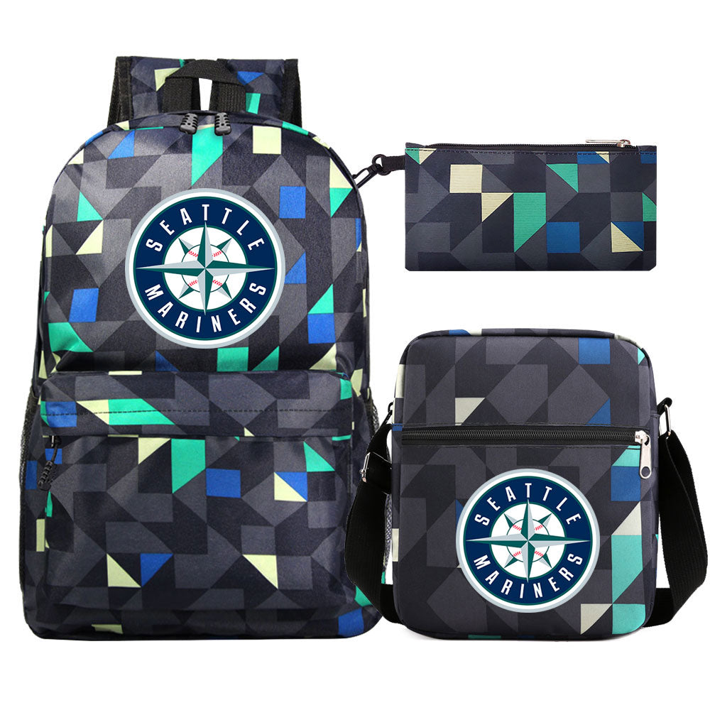 Seattle Mariners Baseball School Backpack Shoulder Bag Pencil Bags 3pcs Set
