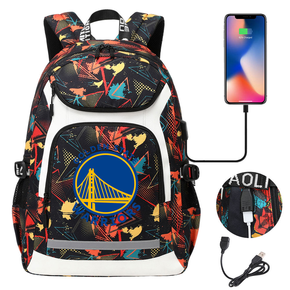 Golden State Warriors Backpack School Notebook Travel Bags With USB