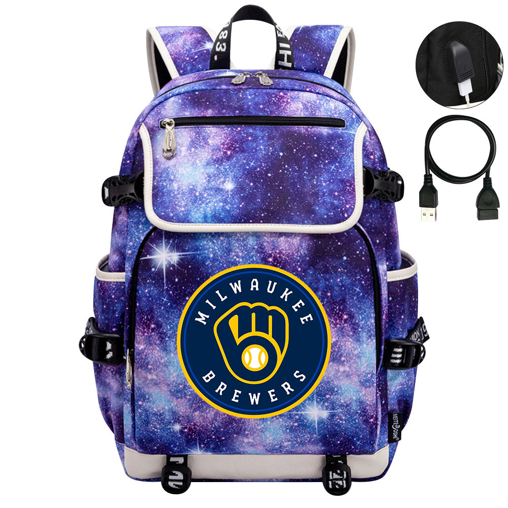 Milwaukee Brewers Backpack School Notebook Travel Bags