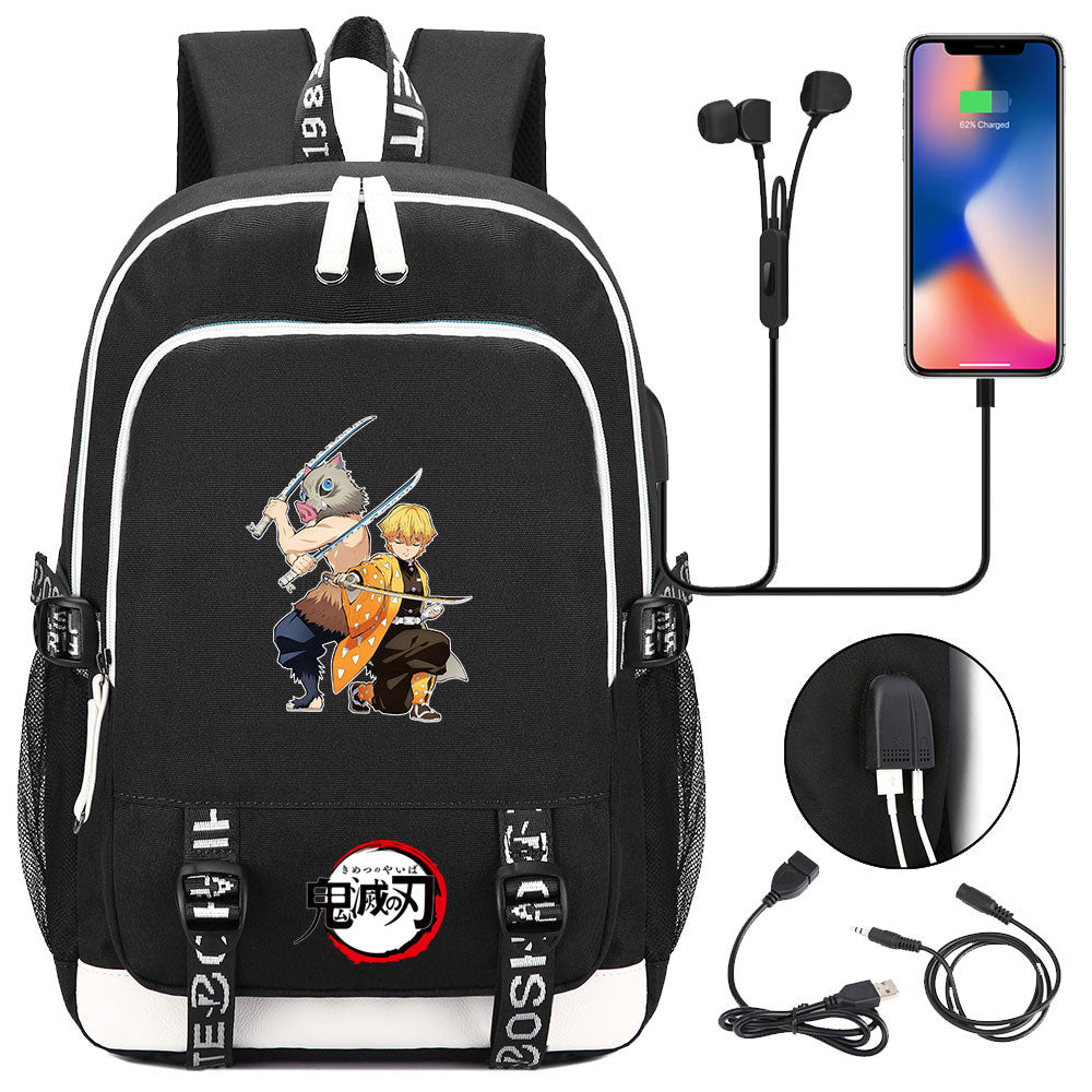 Demon Slayer Kimetsu No Yaiba USB Charging Backpack School Note Book Laptop Travel Bags