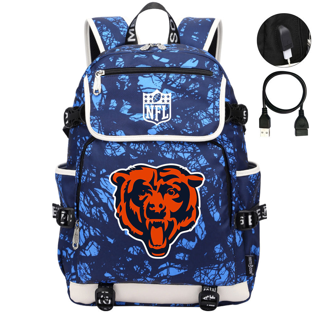 Chicago Bears Football Backpack School Notebook Travel Bags