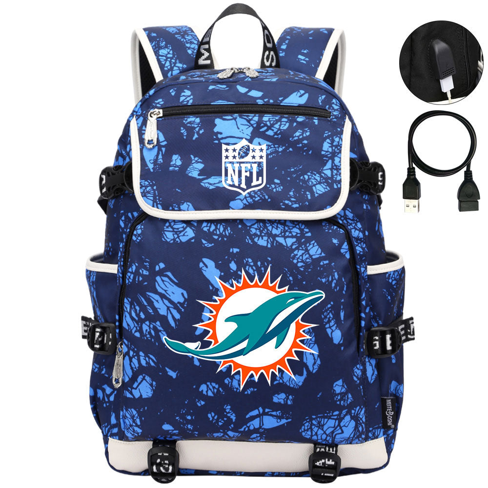 Miami Dolphins Football Rugby Backpack School Notebook Travel Bags