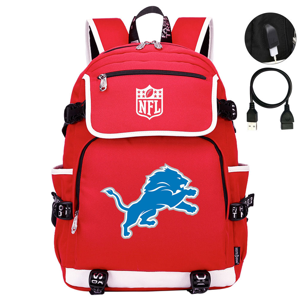 Detroit Lions Football Team Rugby Backpack School Notebook Travel Bag