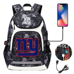 New York Giants Football Rugby Backpack School Notebook Travel Bags With USB