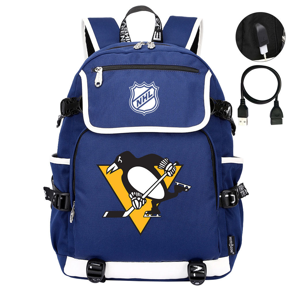 Pittsburgh Penguins Hockey League Backpack School Notebook Travel Bag