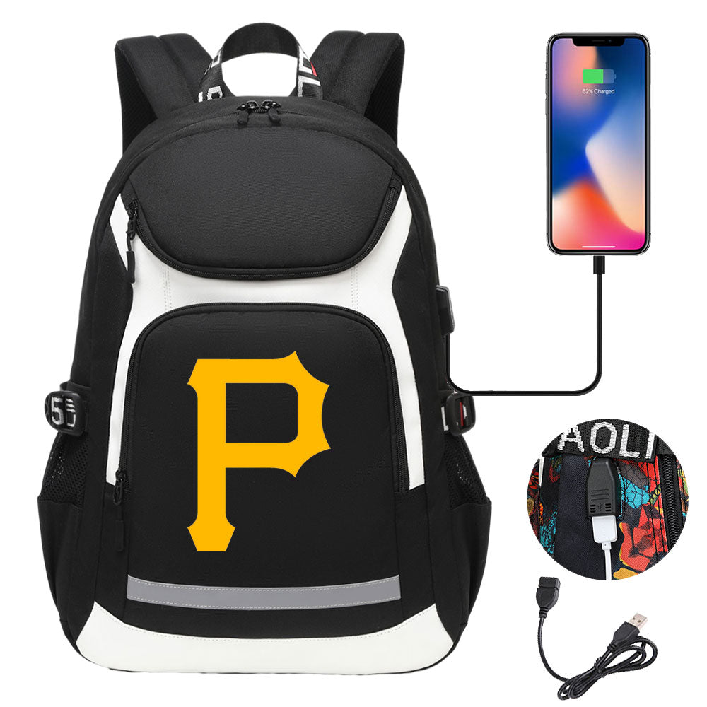 Pittsburgh Pirates Backpack School Notebook Travel Bags With USB