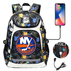 New York Islanders Hockey League Backpack School Notebook Travel Bags With USB
