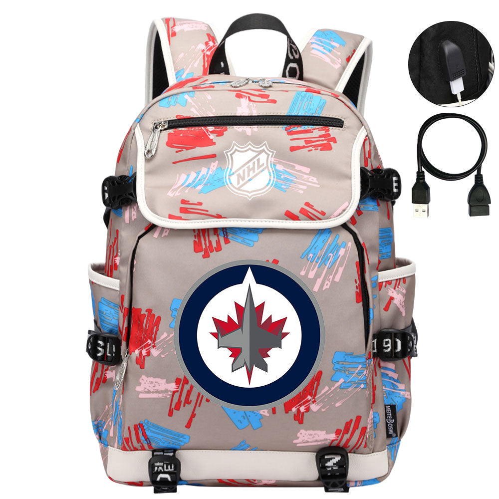 Winnipeg Jets Hockey League Backpack School Notebook Travel Bag