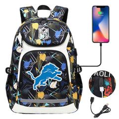 Detroit Lions Football Rugby Backpack School Notebook Travel Bags With USB