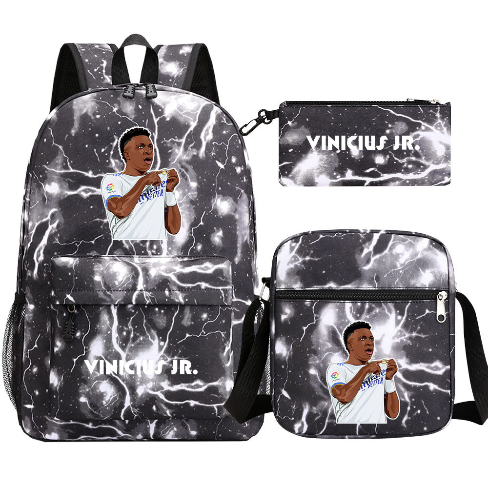 Vinicius Junior Football Player School Backpack Shoulder Bag Pencil Bags 3pcs Set