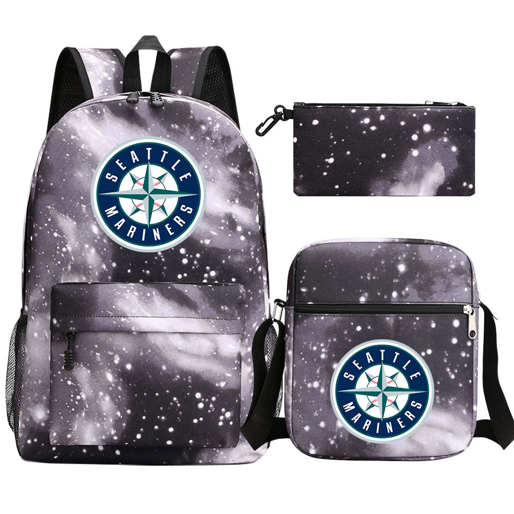 Seattle Mariners Baseball School Backpack Shoulder Bag Pencil Bags 3pcs Set