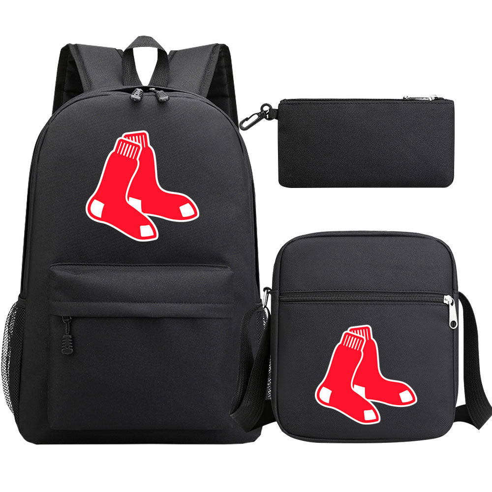 Boston Red Sox Baseball School Backpack Shoulder Bag Pencil Bags 3pcs Set