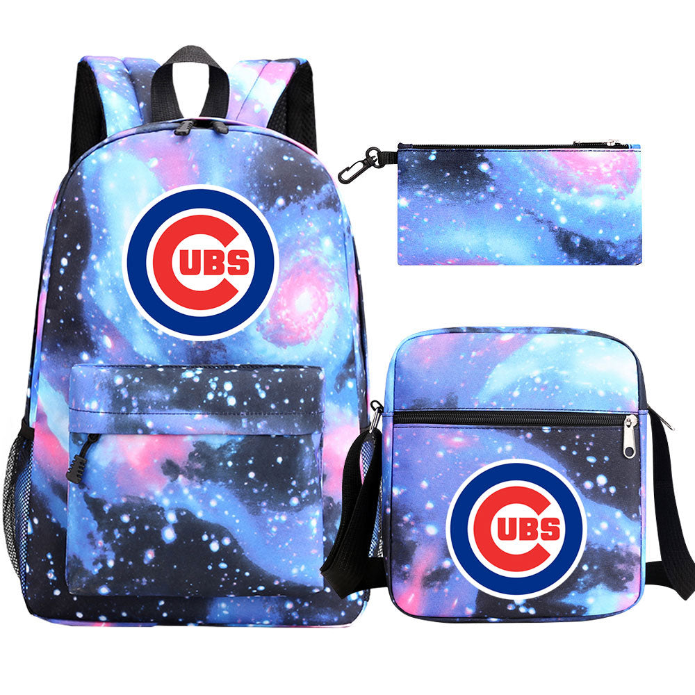 Chicago Cubs Baseball School Backpack Shoulder Bag Pencil Bags 3pcs Set