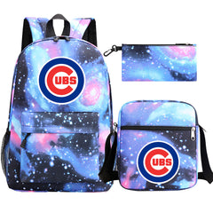 Chicago Cubs Baseball School Backpack Shoulder Bag Pencil Bags 3pcs Set