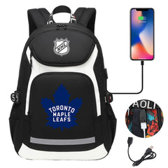 Toronto Maple Leafs Hockey League Backpack School Notebook Travel Bags With USB