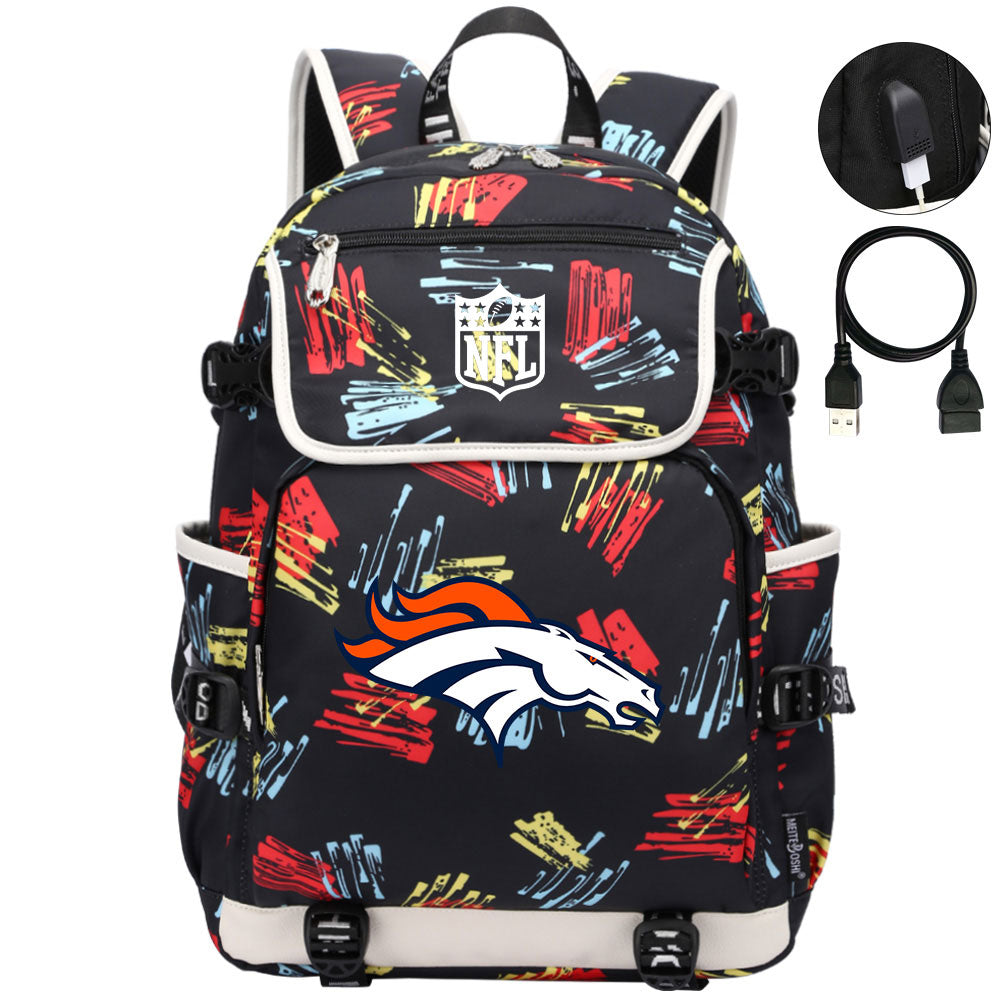 Denver Broncos Football Team Rugby Backpack School Notebook Travel Bag