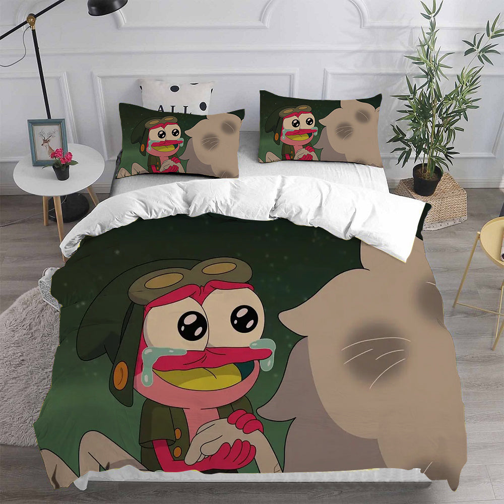 Amphibia Teen Girl in a Frog World Cosplay Bedding Set Duvet Cover Pillowcases Halloween Home Decor