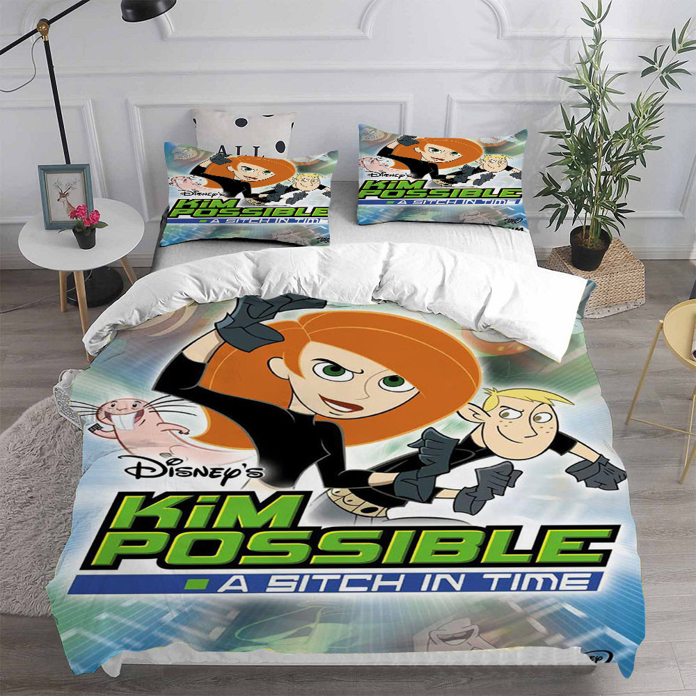 Kim Possible Cosplay Bedding Set Duvet Cover Pillowcases Halloween Home Decor