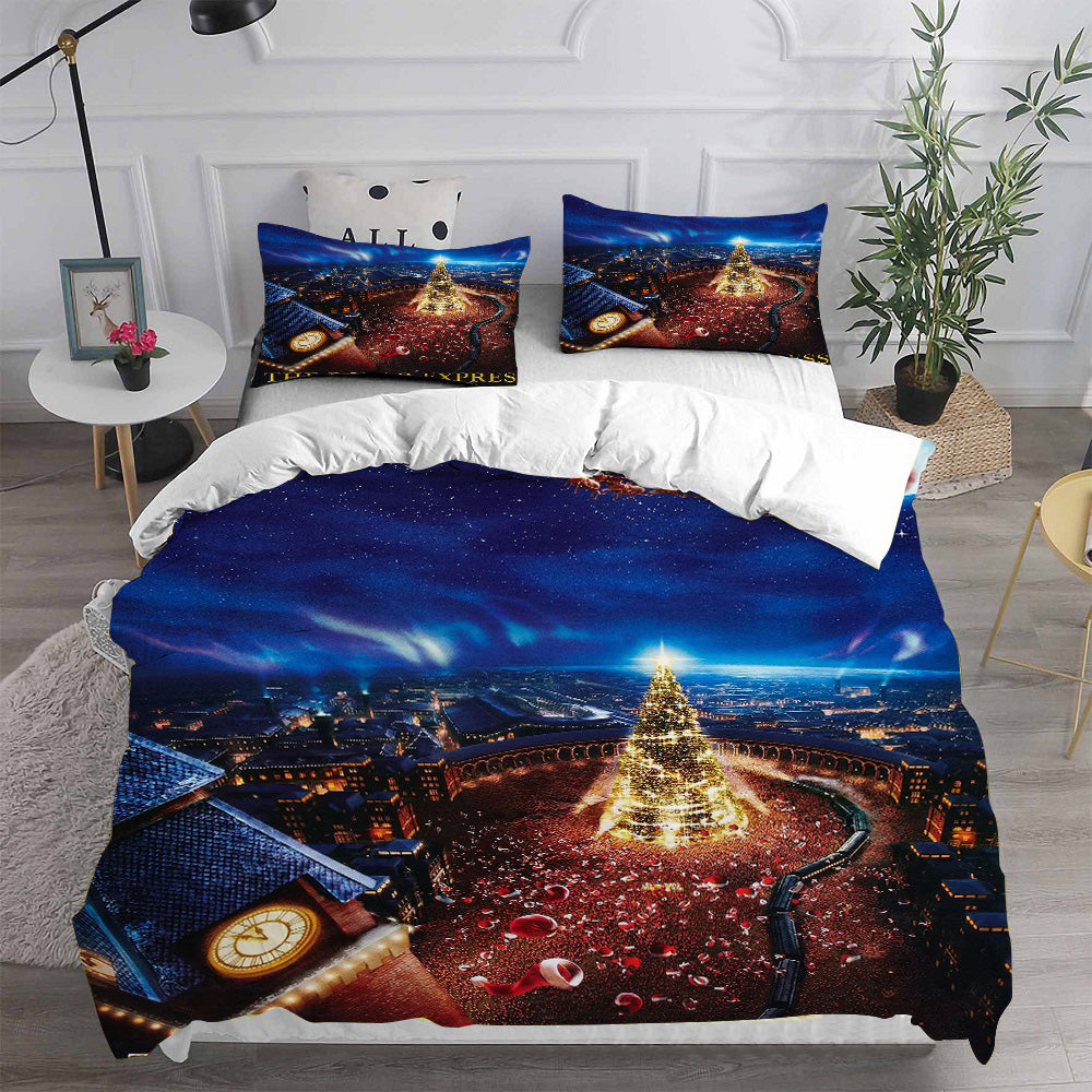 The Polar Express Cosplay Bedding Set Duvet Cover Pillowcases Halloween Home Decor