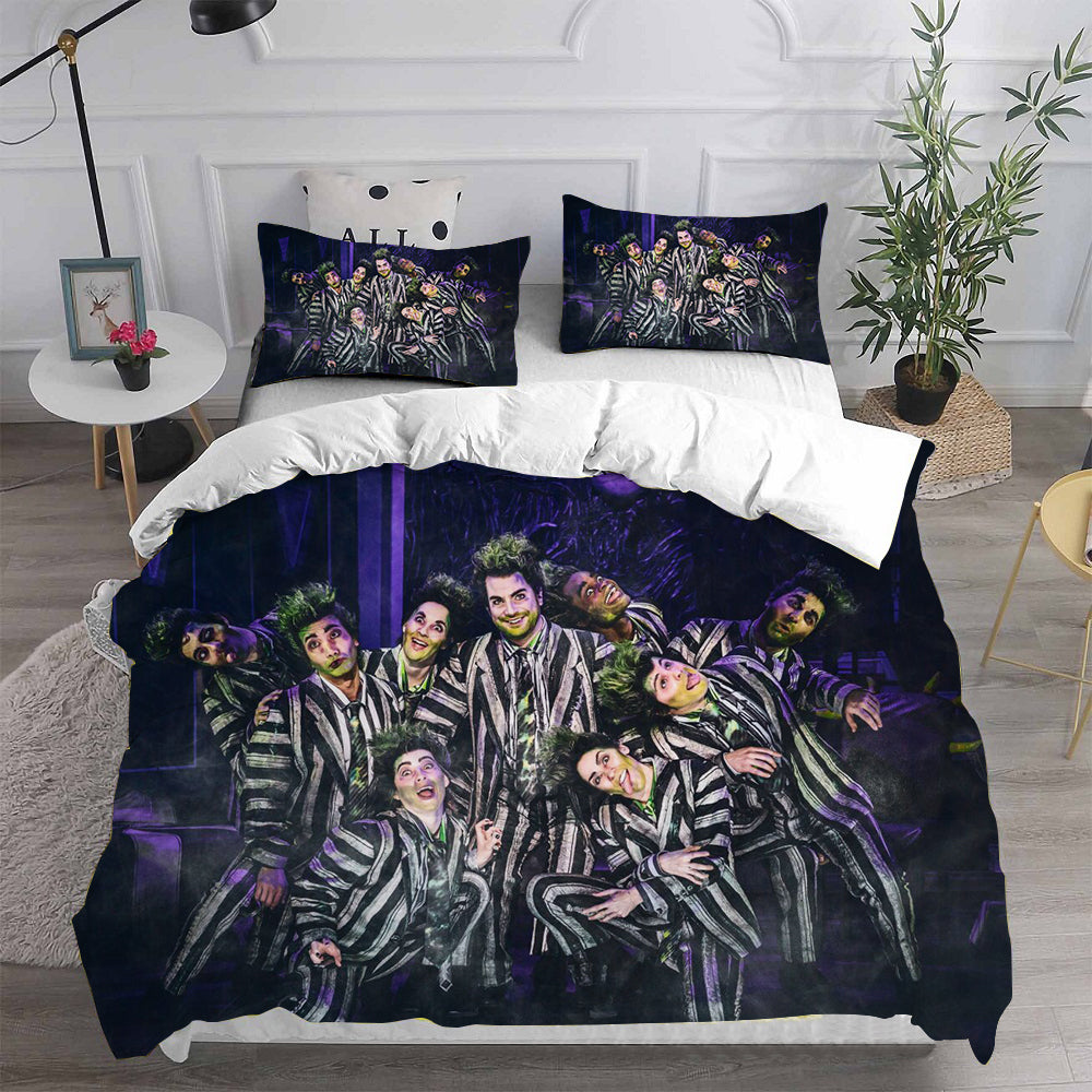 Beetlejuice Cosplay Bedding Set Duvet Cover Pillowcases Halloween Home Decor