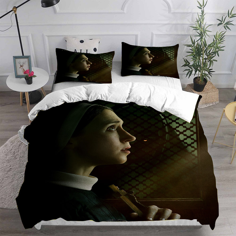 The Nun 2 Cosplay Bedding Set Duvet Cover Pillowcases Halloween Home Decor