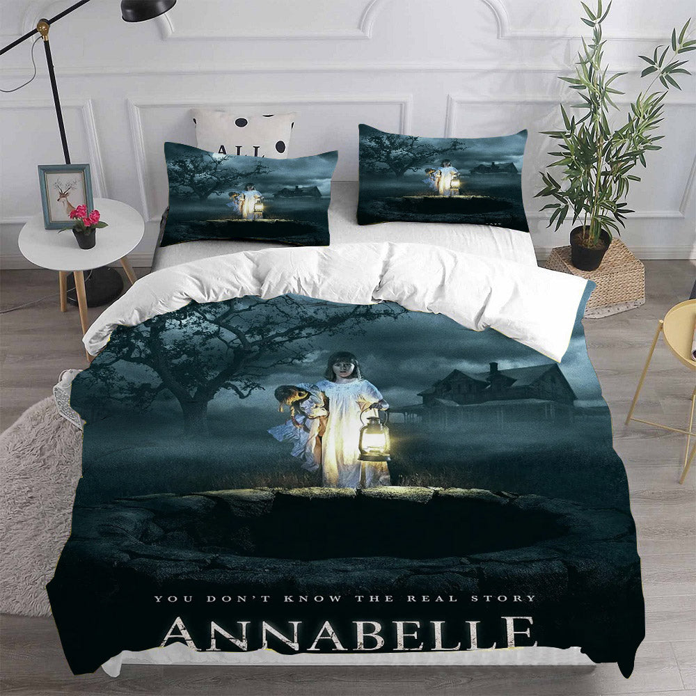 Annabelle Cosplay Bedding Set Duvet Cover Pillowcases Halloween Home Decor