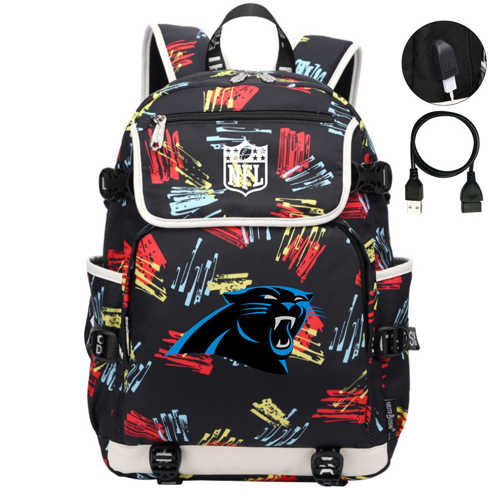 Carolina Panthers Football Team Rugby Backpack School Notebook Travel Bag