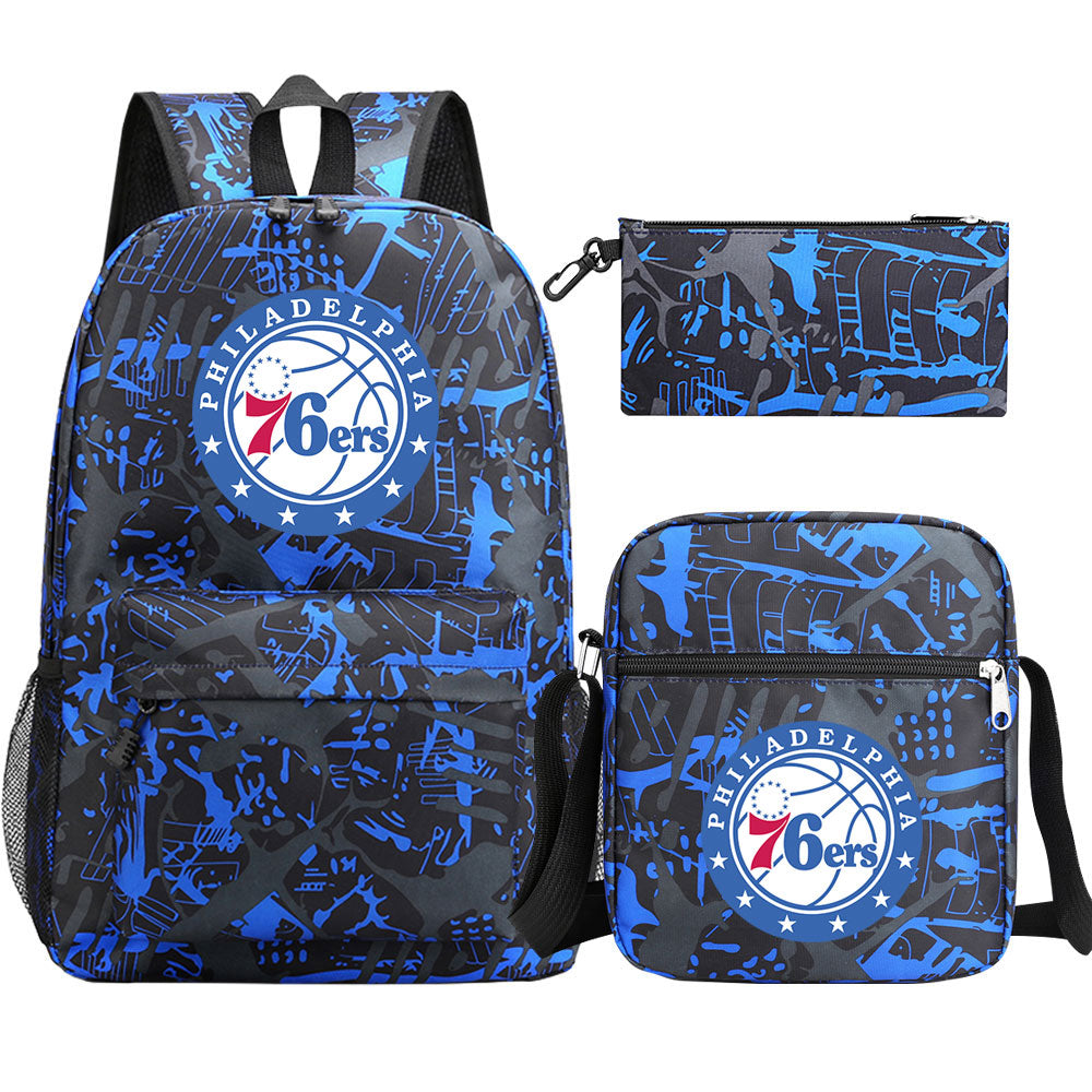 Philadelphia 76ers Basketball School Backpack Shoulder Bag Pencil Bags 3pcs Set
