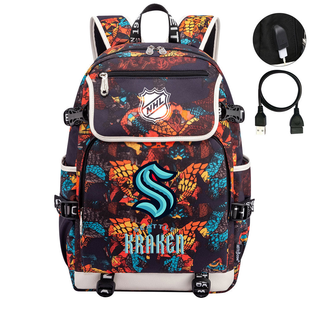 Seattle Kraken Hockey League Backpack School Notebook Travel Bags