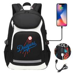 LA Dodgers Backpack School Notebook Travel Bags With USB