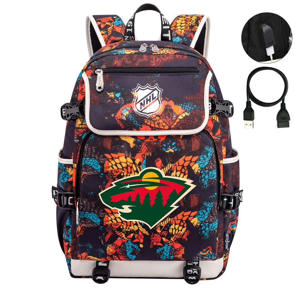 Minnesota Wild Hockey League Backpack School Notebook Travel Bag