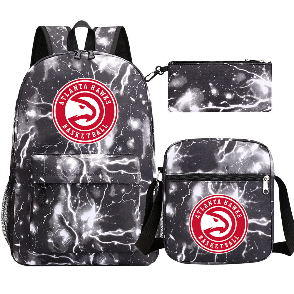 Atlanta Hawks Basketball School Backpack Shoulder Bag Pencil Bags 3pcs Set