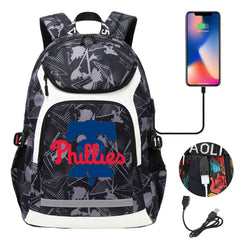 Philadelphia Phillies Backpack School Notebook Travel Bags With USB