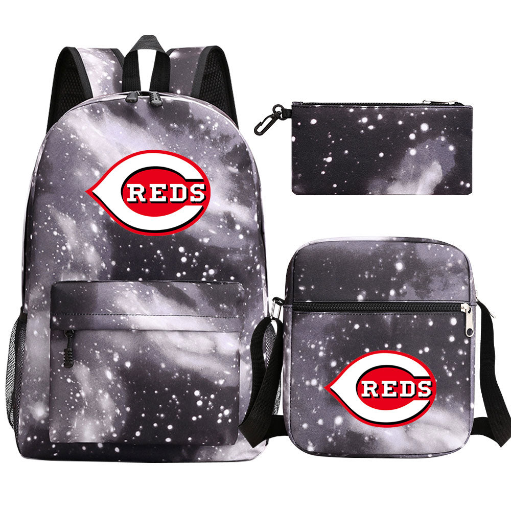 Cincinnati Reds Baseball School Backpack Shoulder Bag Pencil Bags 3pcs Set