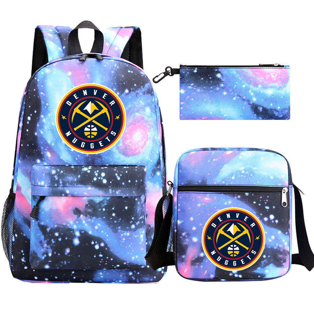 Denver Nuggets Basketball School Backpack Shoulder Bag Pencil Bags 3pcs Set