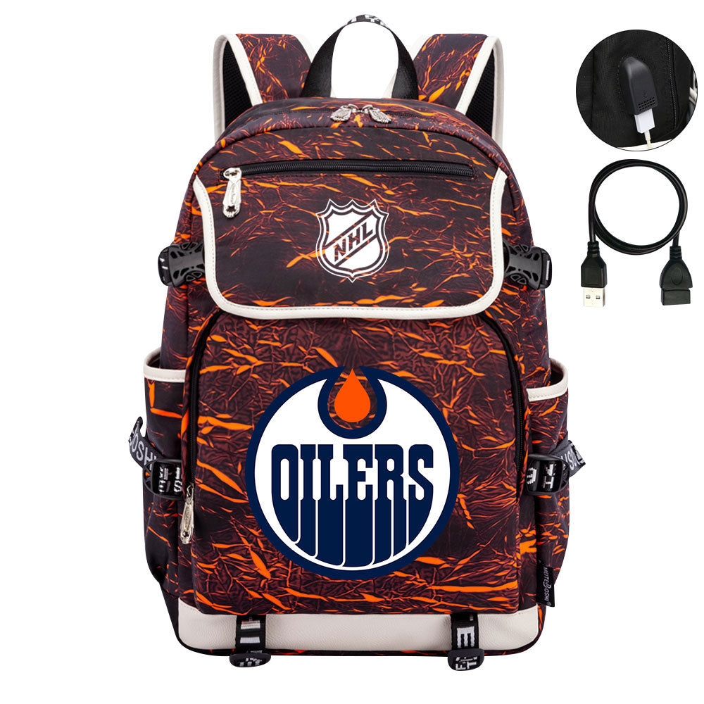 Edmonton Oilers Hockey League Backpack School Notebook Travel Bag
