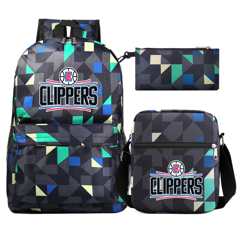 Los Angeles Clippers Basketball School Backpack Shoulder Bag Pencil Bags 3pcs Set