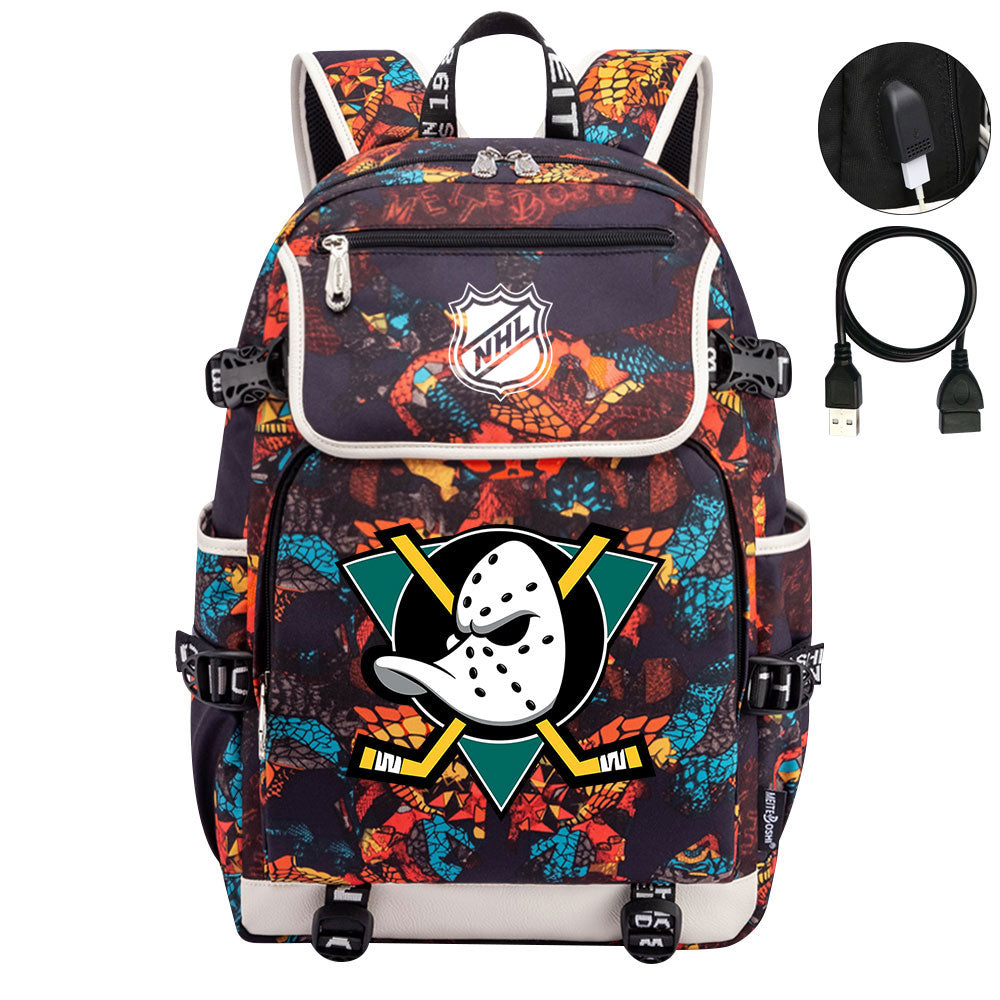 Anaheim Ducks Hockey Team Backpack School Notebook Travel Bags