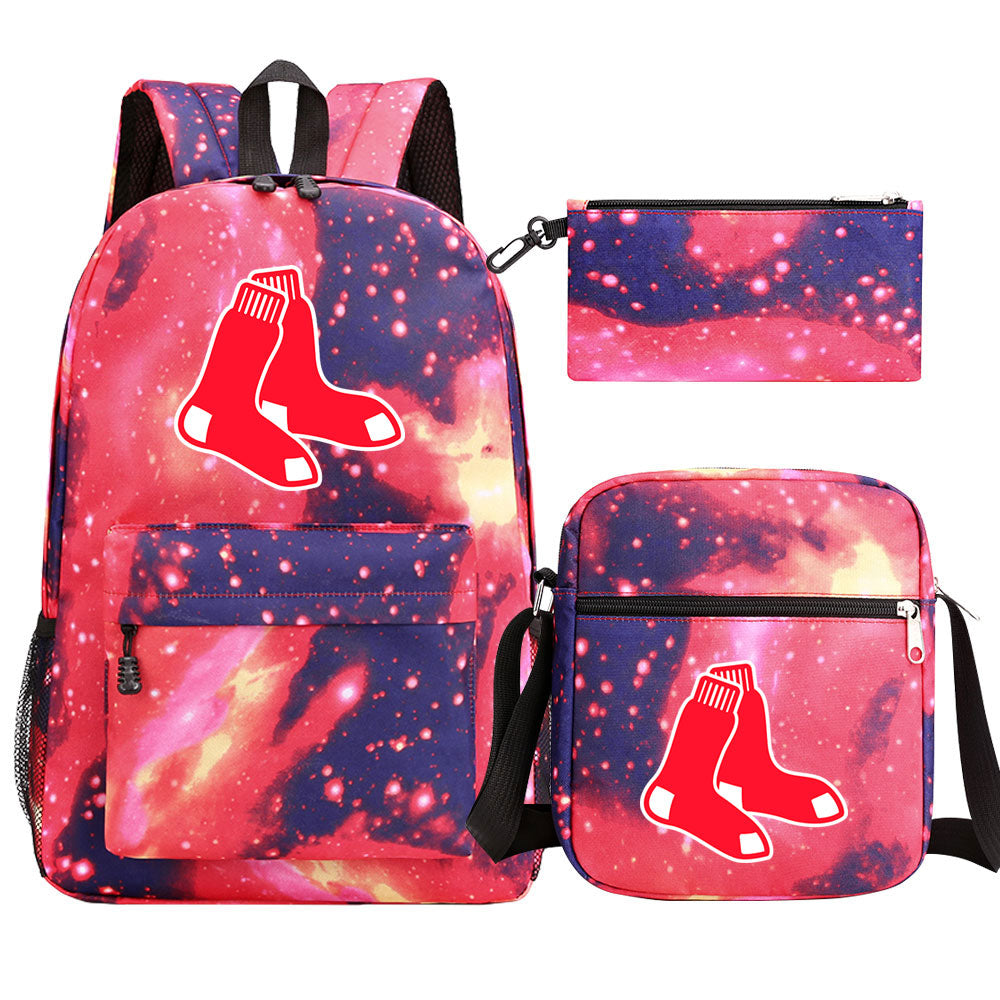 Boston Red Sox Baseball School Backpack Shoulder Bag Pencil Bags 3pcs Set