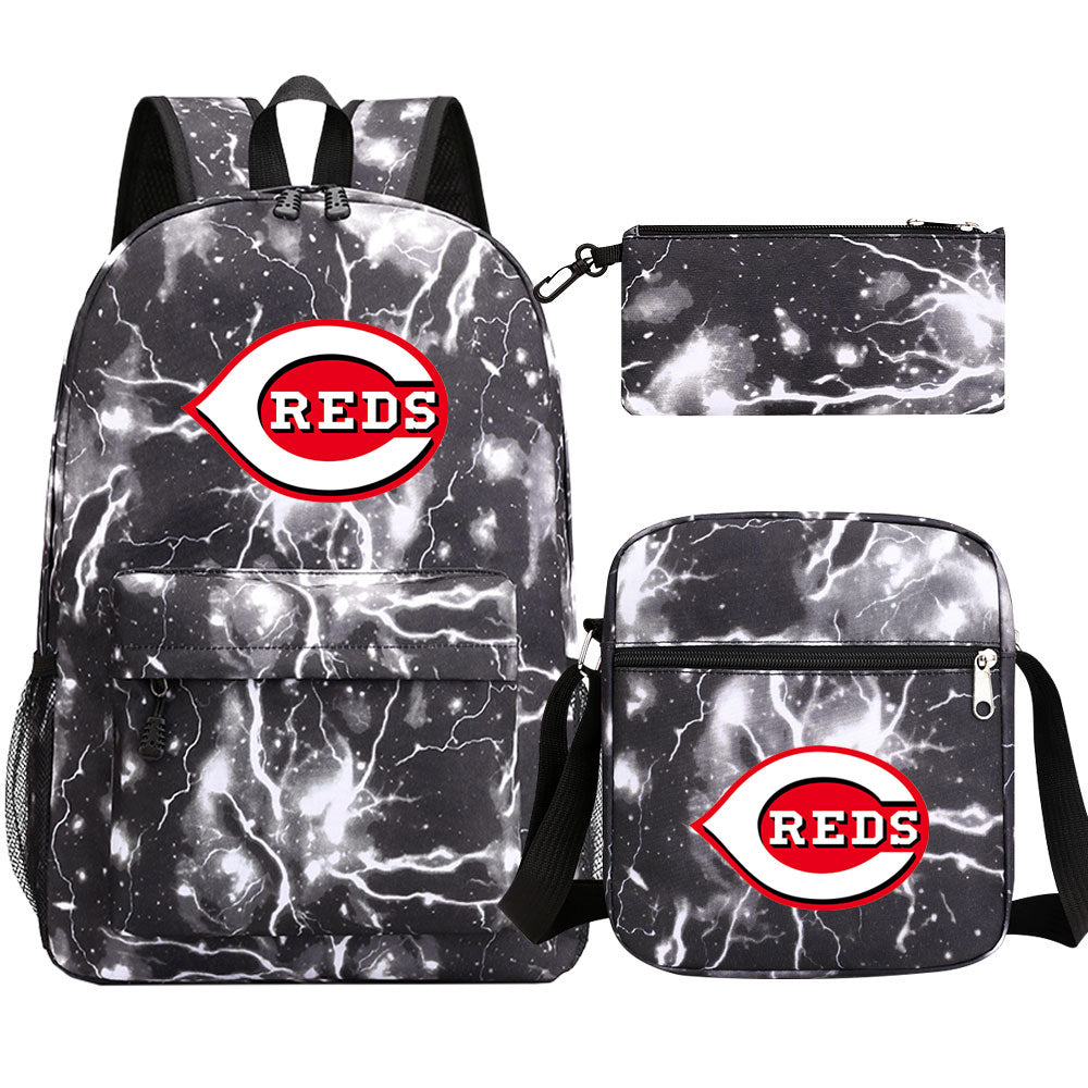 Cincinnati Reds Baseball School Backpack Shoulder Bag Pencil Bags 3pcs Set