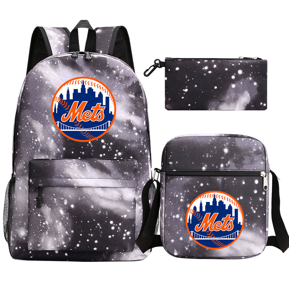 New York Mets Baseball School Backpack Shoulder Bag Pencil Bags 3pcs Set